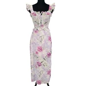 Mary & Mo Dress Womens Small Purple Floral Fairy Romantic Feminine Ruffle Empire